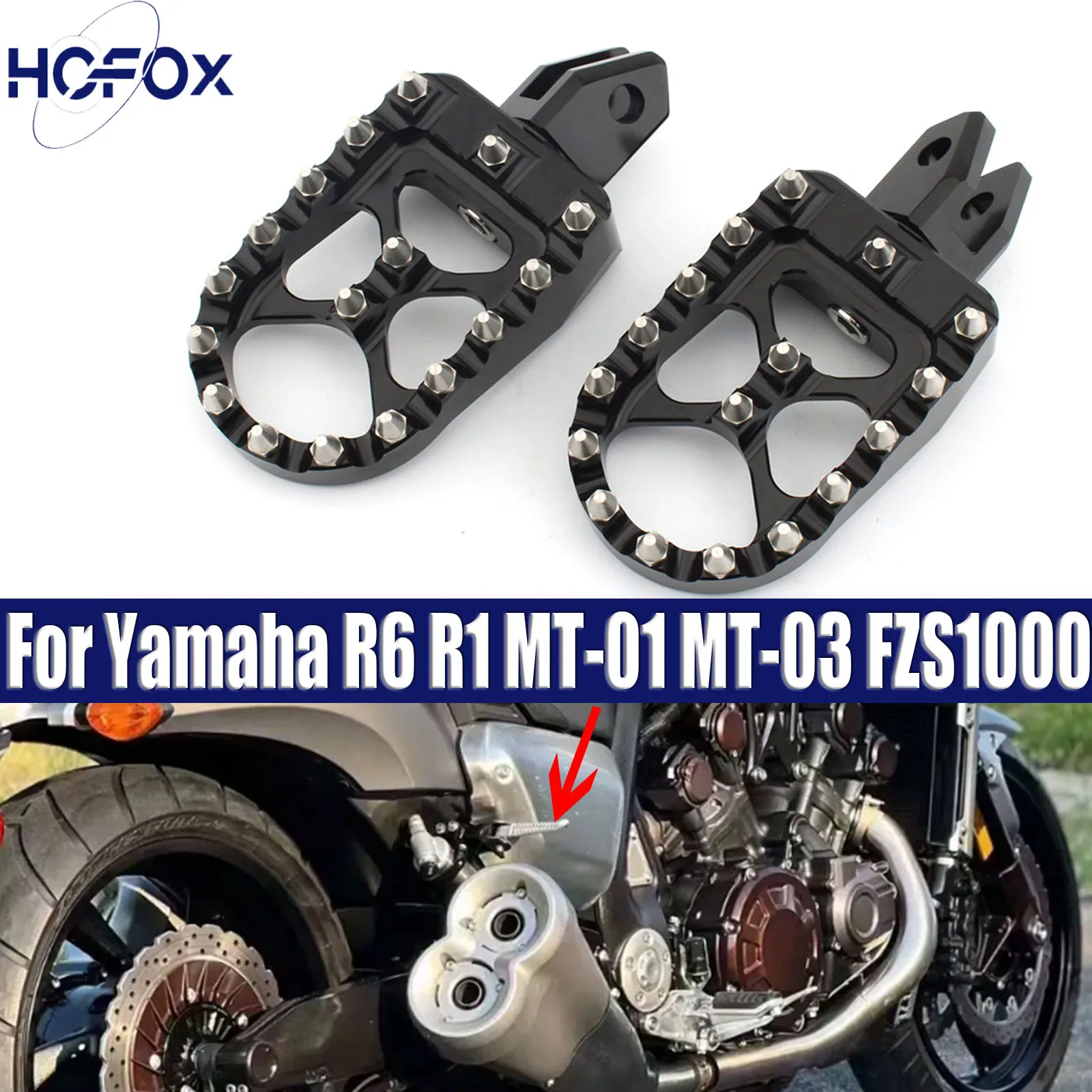 

For Yamaha R6 R1 MT-01 MT-03 FZS1000 Motorcycle Accessories Front & Rear Footpegs Footrests