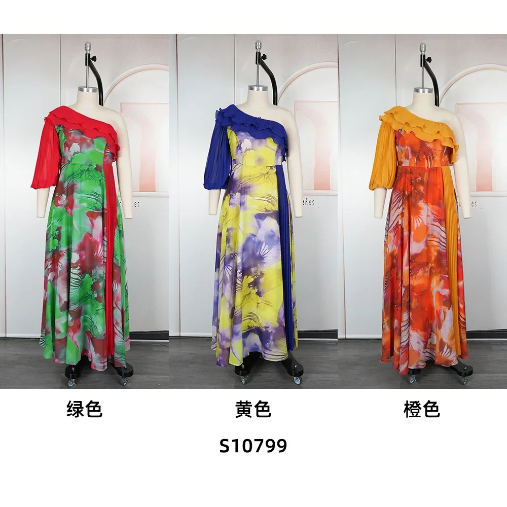 فساتين Dashiki الأفريقية للنساء لخريف 3/4 كم من البوليستر مطبوع للحفلات المسائية فستان طويل ماكسي ملابس أفريقيا