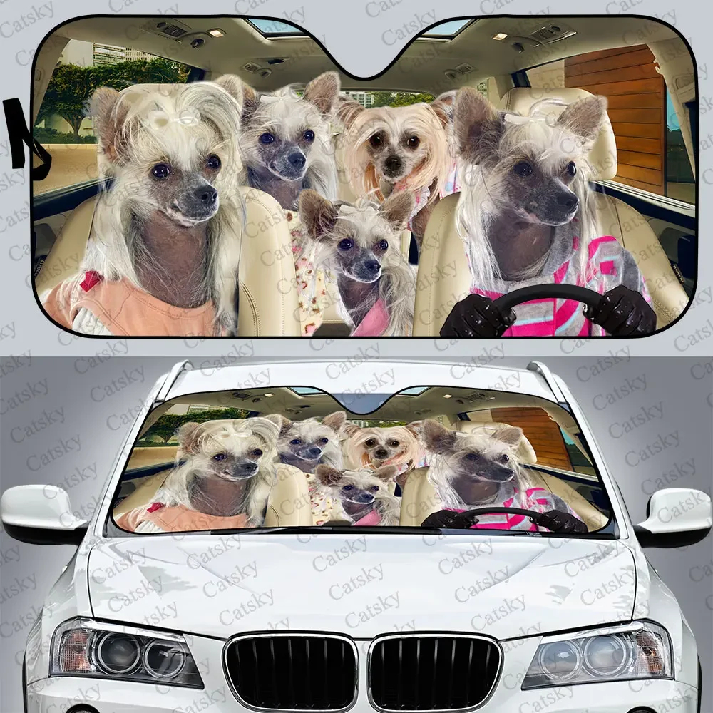 Chinese Crested Dog Car Sunshade, Car Decor Gift, Windscreen Sunshield for Car Window Sunshade Cover Foldable Uv Ray Reflector