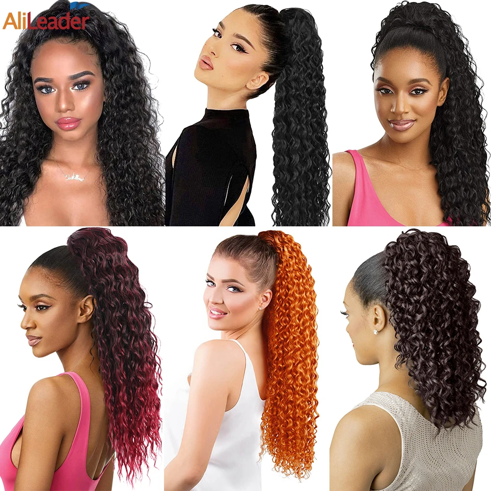 Queue de cheval afro longue à clipser pour femmes noires, extension de cheveux synthétiques, postiche à clipser, proximité Wstring, moelleux, mode