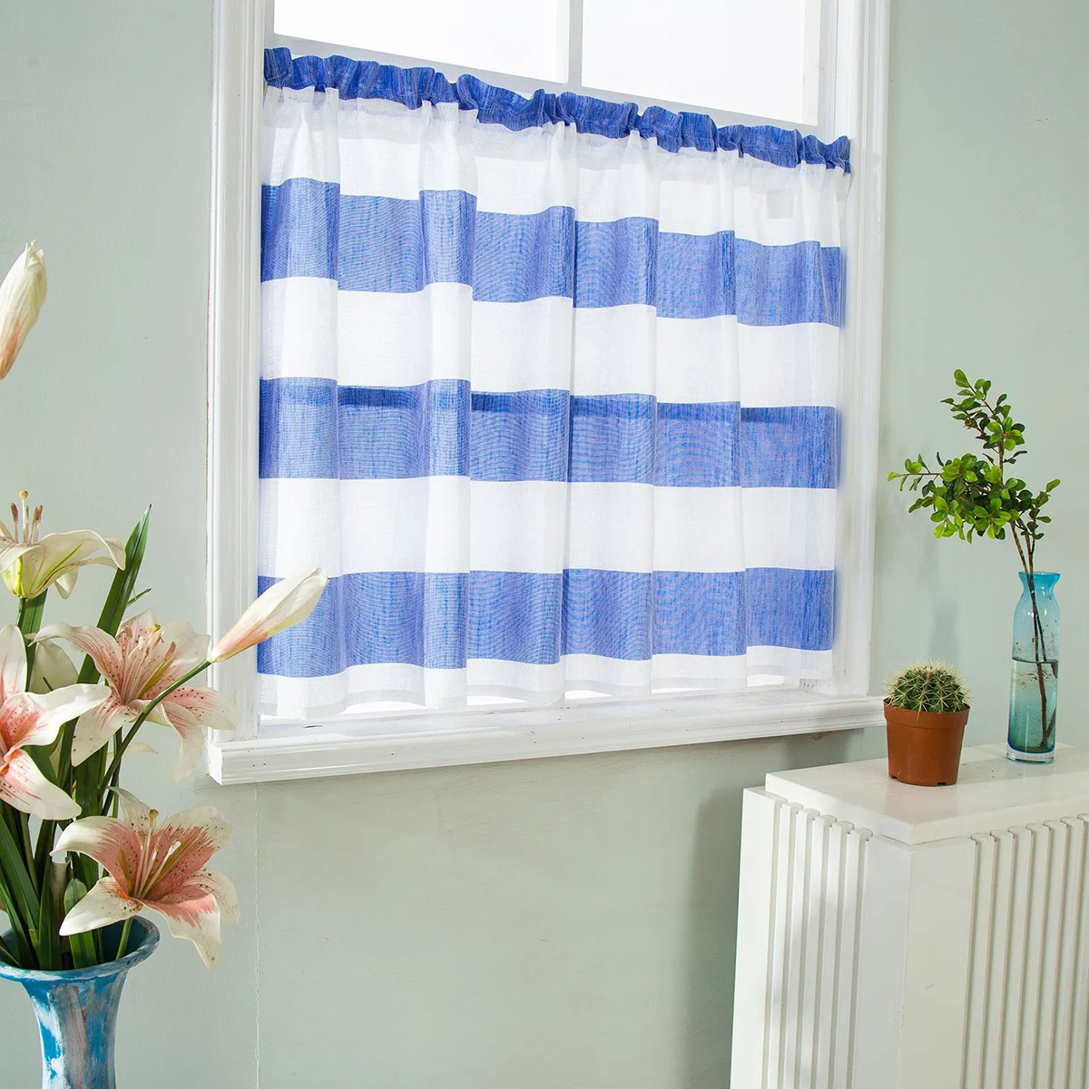 

Alipis White Striped Window Curtain Creative Home Bedroom Shade Cloth