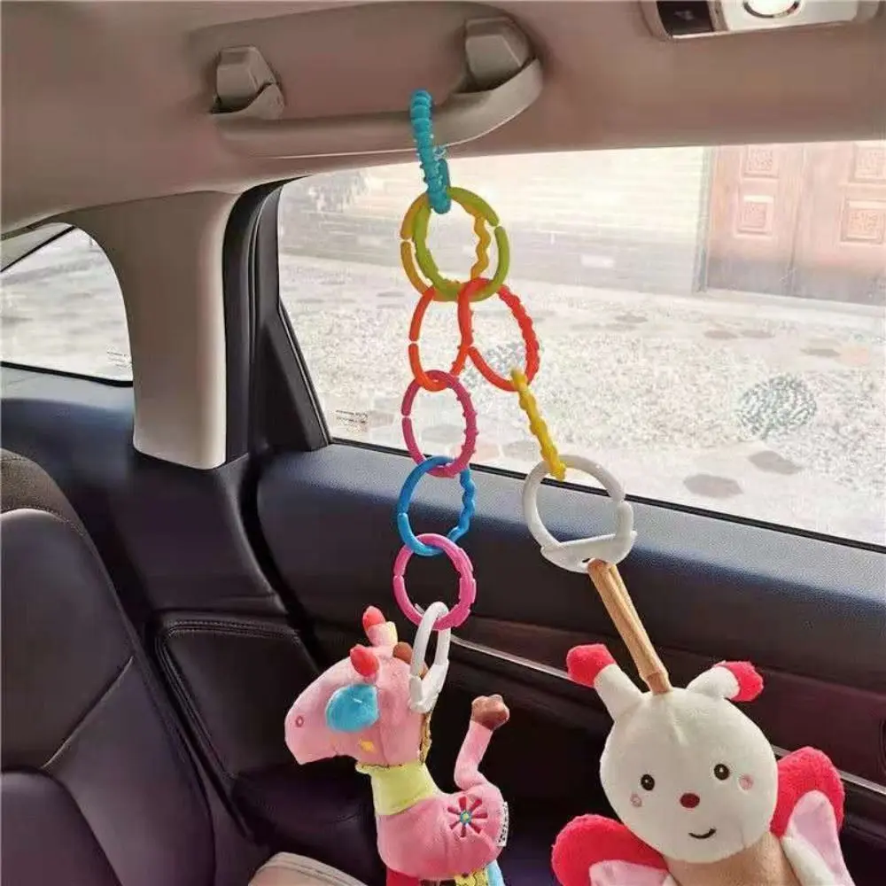 24 pçs/set carrinho de bebê anéis de conexão de plástico clipe em anéis de dentição de grau alimentício para bebês multicolorido educação precoce