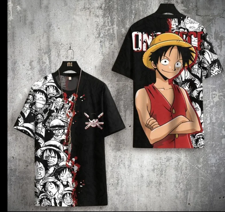 

One Piece T-shirt for Men, Summer Luffy, Zoro, Ace Anime Merchandise, Short Sleeve, Trendy Brand