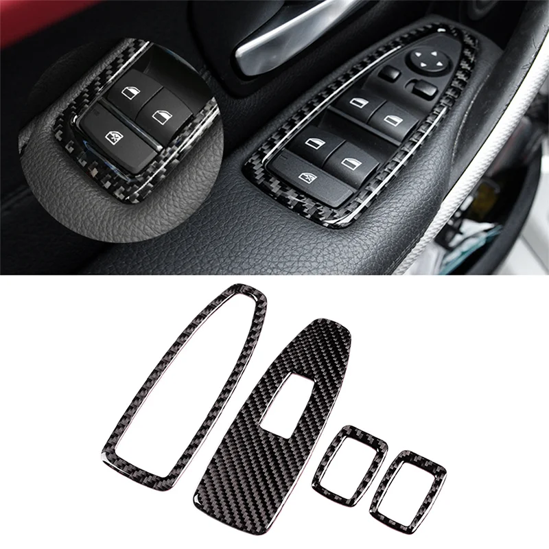 

4pcs Carbon Fiber Car Interior Window Lift Switch Button Cover Stickers Trim For BMW 3 4 Series F30 F32 2013-2018