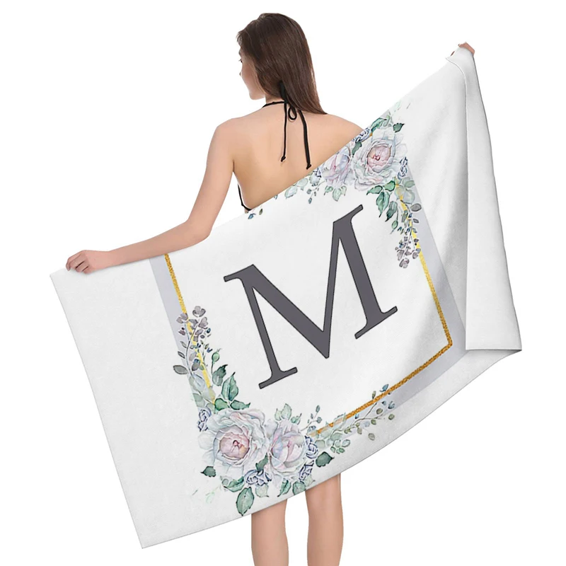 Home bath towels for the body towels bathroom letters and flower quick drying microfiber beach towel man and women large sports