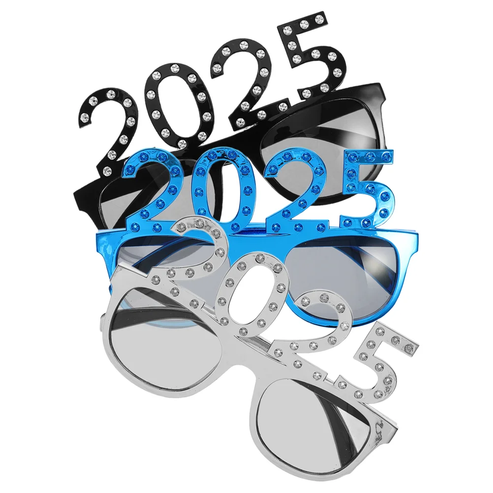 

3 Pcs Digital Glasses Plastic 2025 Eyewear New Year Eyeglasses Party Supplies Photo Prop Props Supply