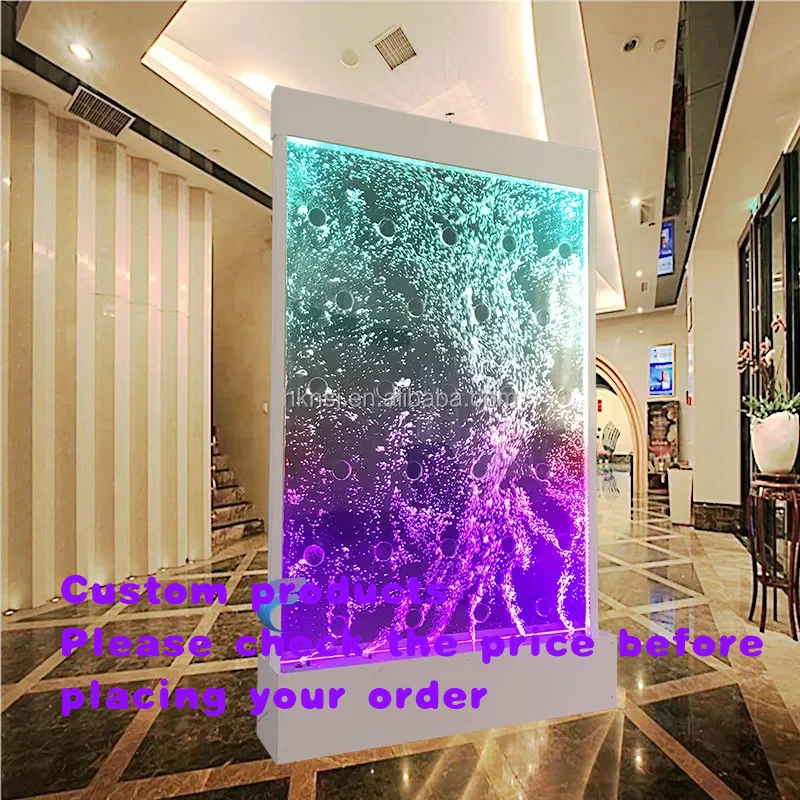 custom.Modern Contemporary Customized Acrylic Color-Changing LED Lights Restaurant Hotel Decor Fountain Bubble Wall Screen