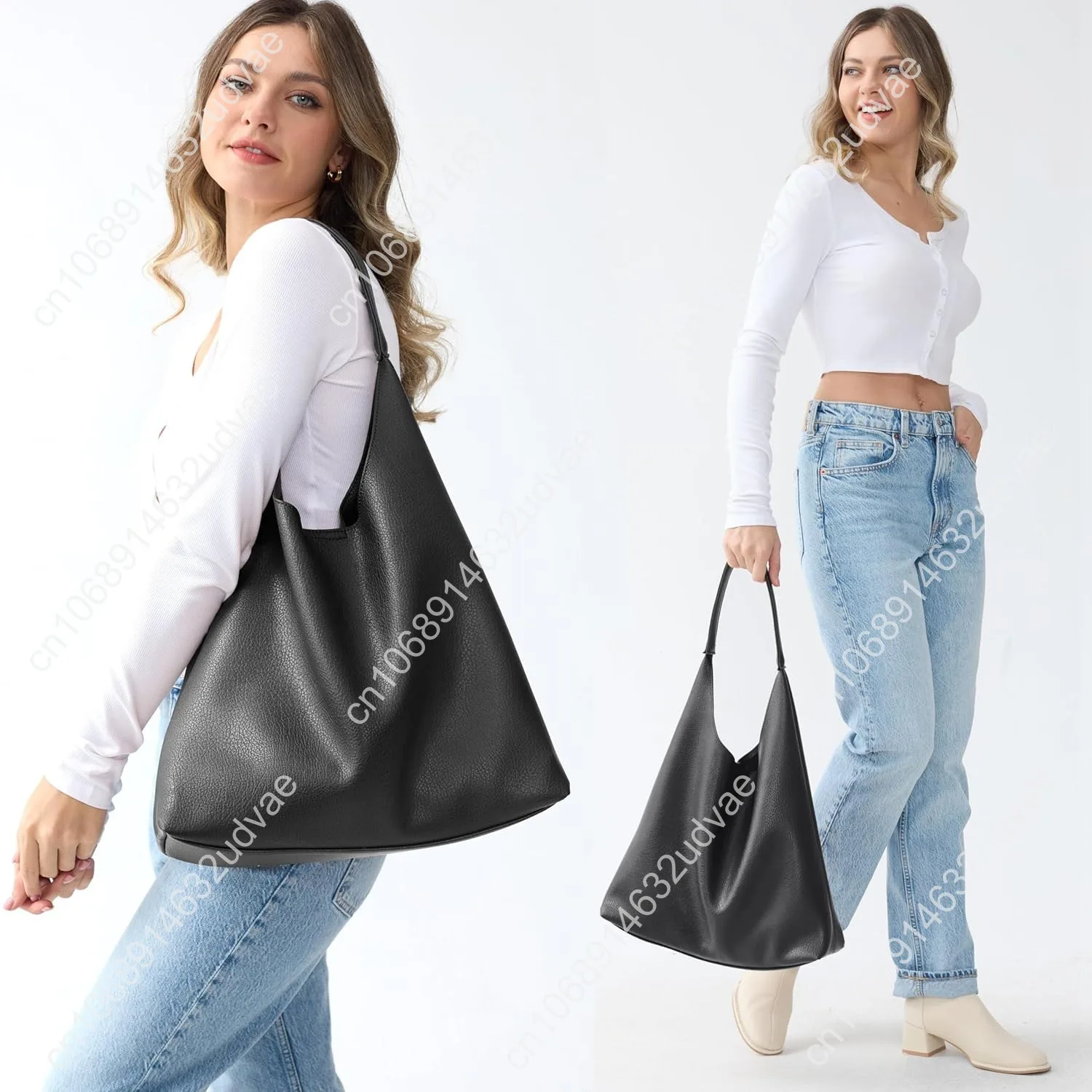 Hobo Bags for Women Soft Vegan Leather Shoulder Handbag Slouchy Tote Purses