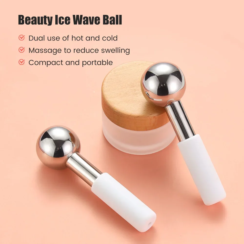 Ice Hot Cold Globes Stainless Steel Cooling Facial Sticks Beauty Spa Skin Care Fine Wrinkles Tighten Pores Reduce Puffiness