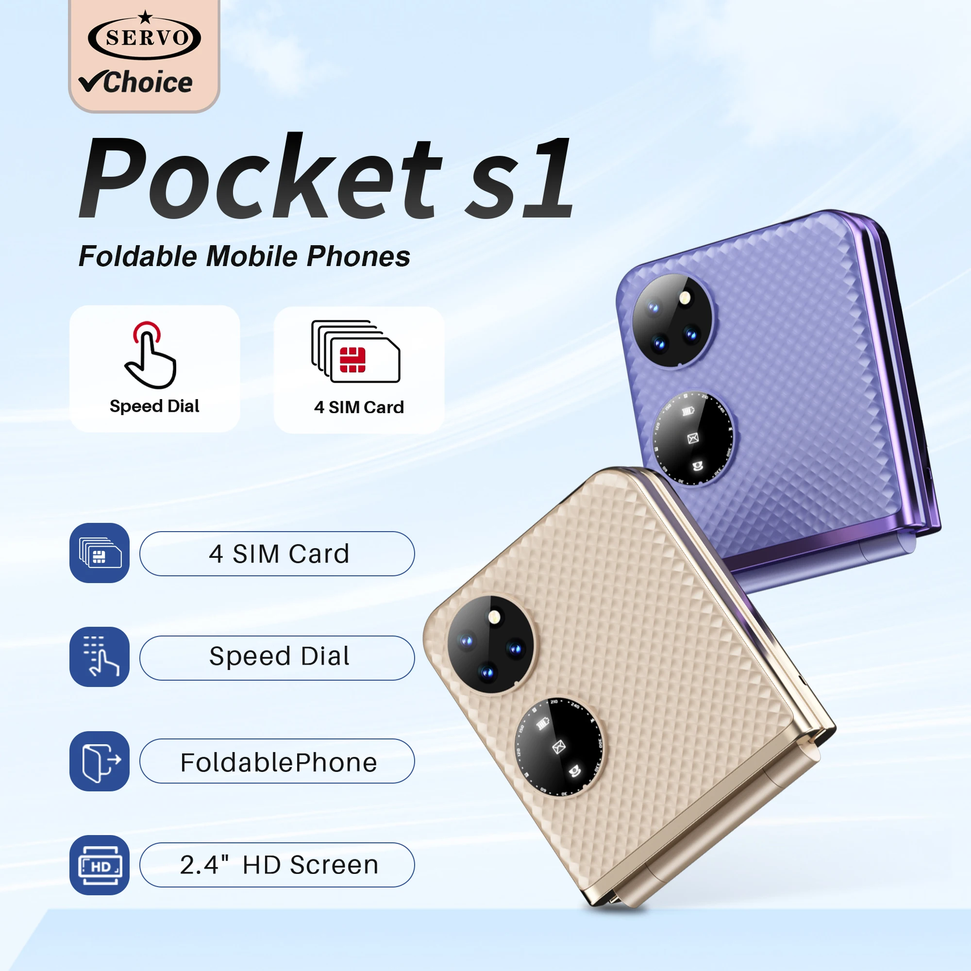 سيرفو جيب S1 2G GSM الوجه الهاتف المحمول سرعة الاتصال الهاتفي تسجيل المكالمات ماجيك صوت مصباح يدوي 4 SIM الاستعداد طوي الهاتف المحمول MP3/4 #1