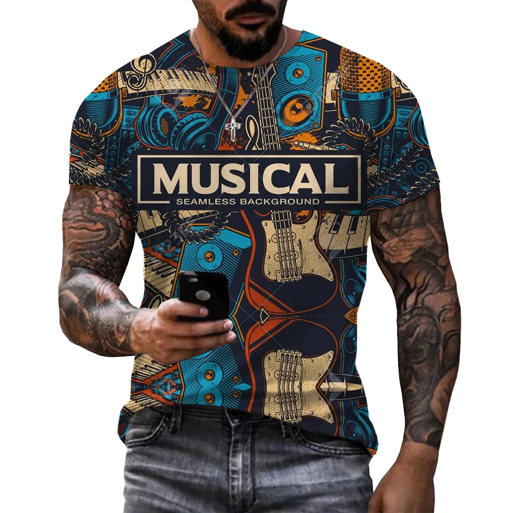 

2022 Newest Fashion Funny Music T-shirt Unisex 3D Music Word Printed Men T-shirt Casual Oversized Tops T Shirts