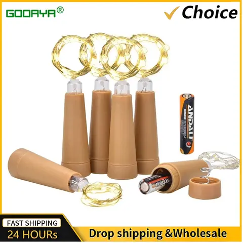 6Pcs/Lot Wine Bottle Light LED Cork String Lights Battery Operated Silver Wire Fairy Lights For Party Xmas Wedding Table Decor