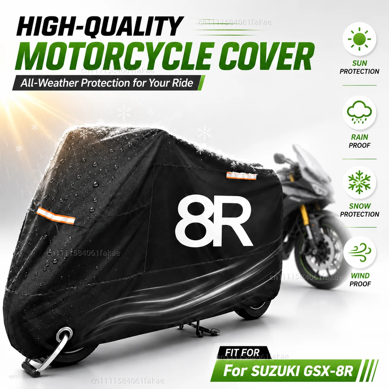 Motorcycle Cover Waterproof Outdoor All Season Dustproof UV Protective Moto Scooter Rain Cover For SUZUKI GSX-8R GSX8R GSX 8 R