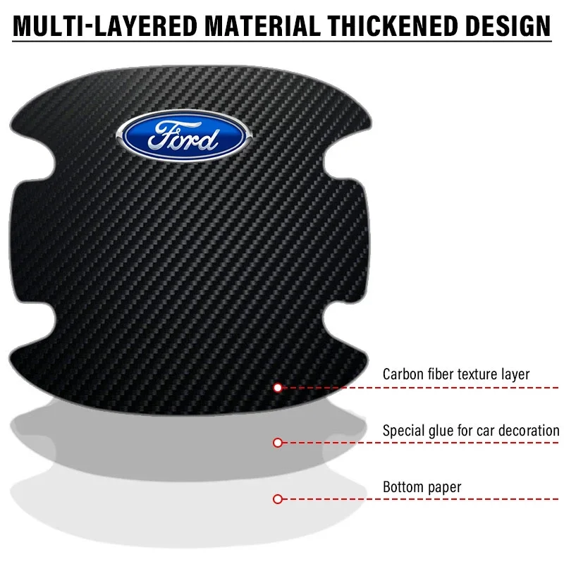 4 قطعة مقبض باب السيارة حماية ملصق شعار تصفيف السيارة لفورد فييستا MK7 مونديو MK4 ST التركيز MK1 MK2 MK3 التركيز 2 3 4 #5