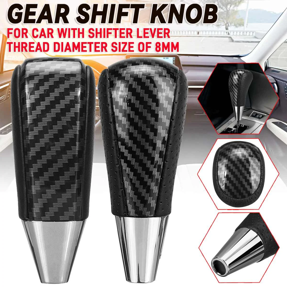 Carbon PU Leather Automatic Gear Shift Knob Shifter Handle Gear Stick For Lexus IS GS LS RX ES For Toyota Tacoma Camry Venza