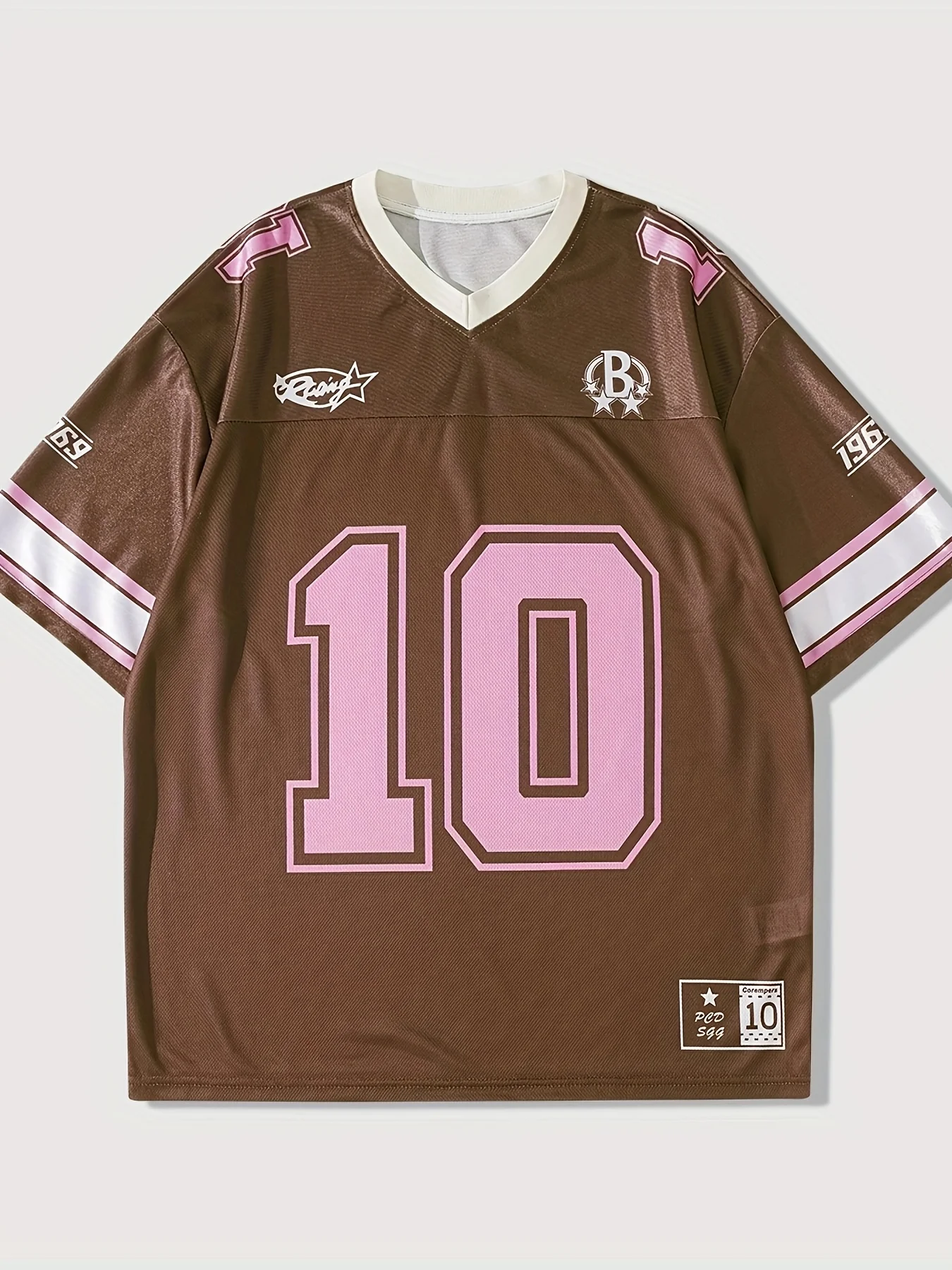 

2025 Summer New sports T-shirt V-neck short-sleeved brown 10 sports training T-shirt Quick-drying and breathable