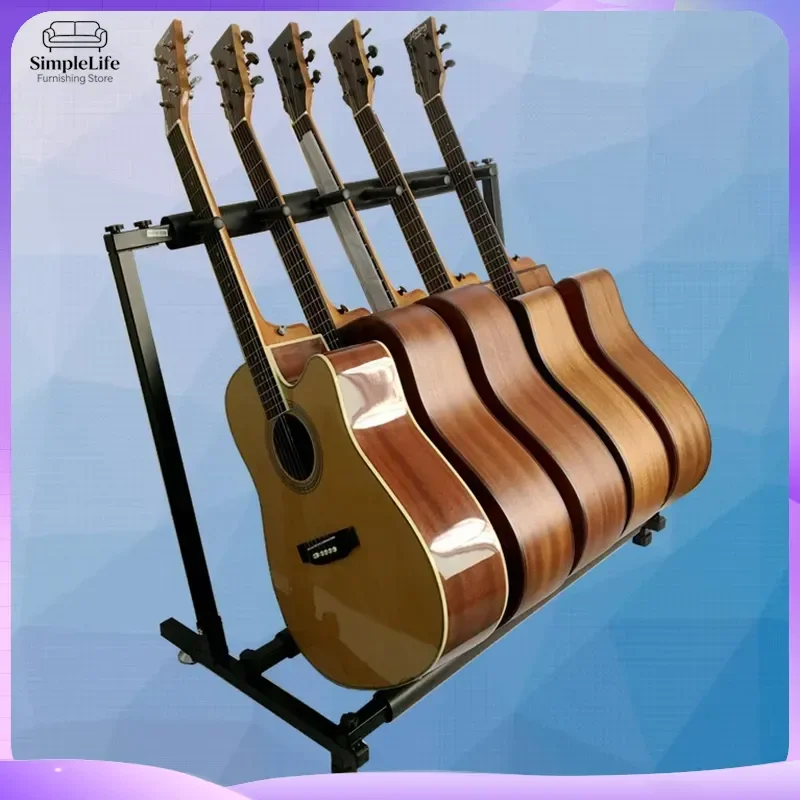 5 Head Guitar Stand Multi Position Bass Rack Heavy Duty Floor Display Shelf Holder for Acoustic Classical