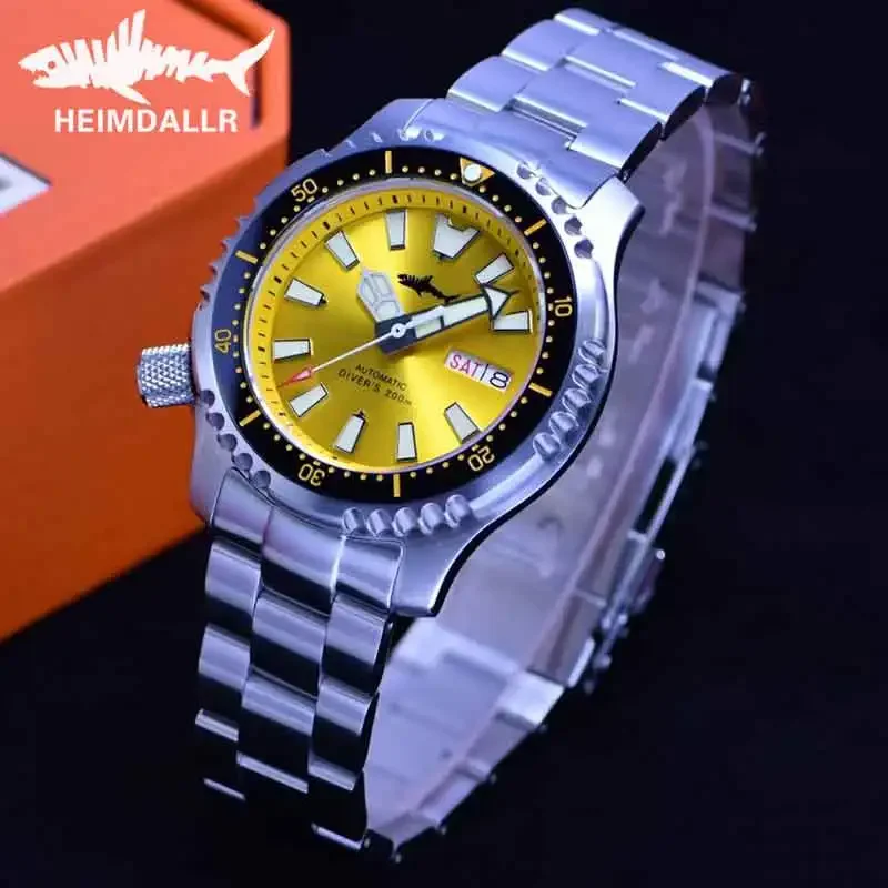 HEIMDALLR Vintage Diver Watch Mechanical Men Watches Sapphire Crystal C3 Super Luminous NH36A Automatic Movement 200M Waterproof
