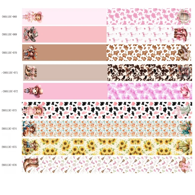 

50Yards Two End Print Cowboy Girls Grosgrain Ribbon Packing for Hairbows Craft Materials DIY Accessories