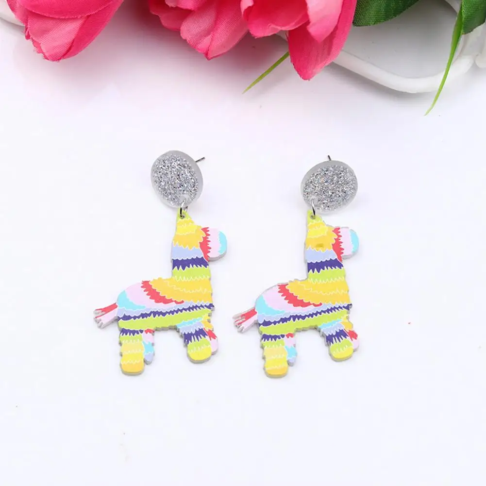 Break-resistant Acrylic Earrings Colorful Mexican Carnival Stud Earrings Vibrant Hat Violin Designs for Women Various for A