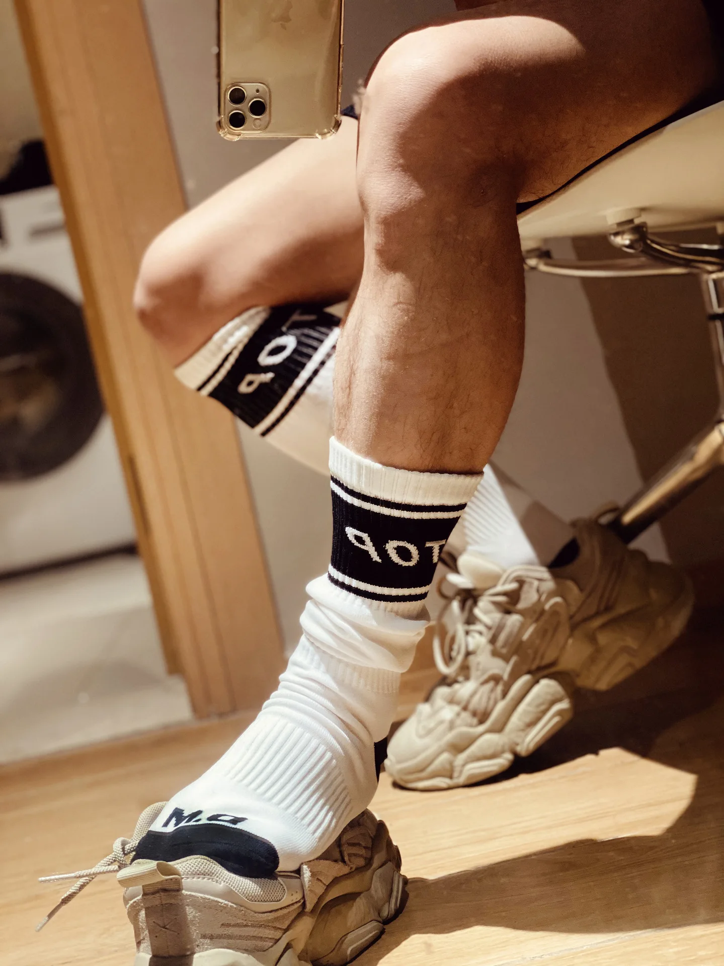 Men\'s Long Socks Nylon Sports  Sleeve Football Socks Mid-calf Stockings Letter TOP Sweat Absorbing Gay Socks