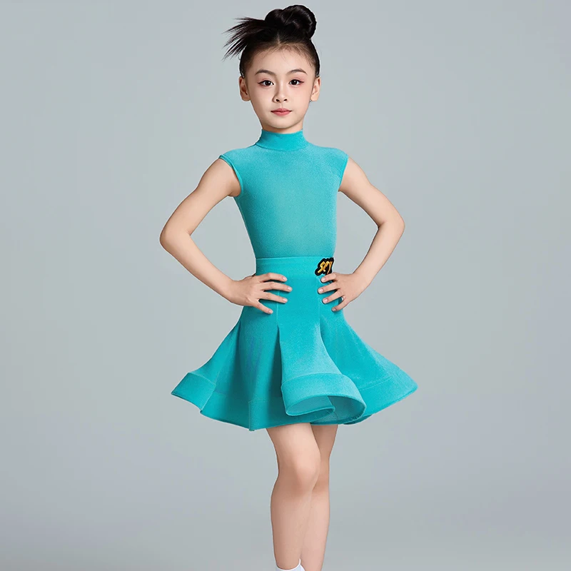 6 Colors Velvet Ballroom Dance Professional Dresses Girls Latin Dance Costume Children'S Latin Dance Competition Dress SL12674