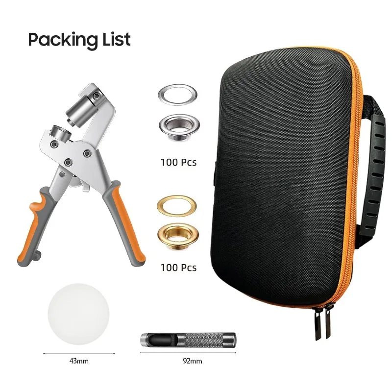 Heavy Duty Grommet Kit with Bag and 200 pcs 10mm Grommets, Complete Eyelet & Grommet Tool Kit for DIY Tarp Ring Repair