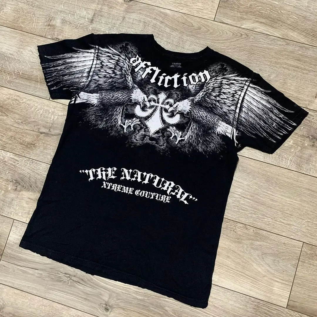 Y2K Tshirt New Harajuku Hip Hop Big Pattern Printing Round Neck Oversized Gothic RetroT shirt Men Women CottonShort Sleeved Tops