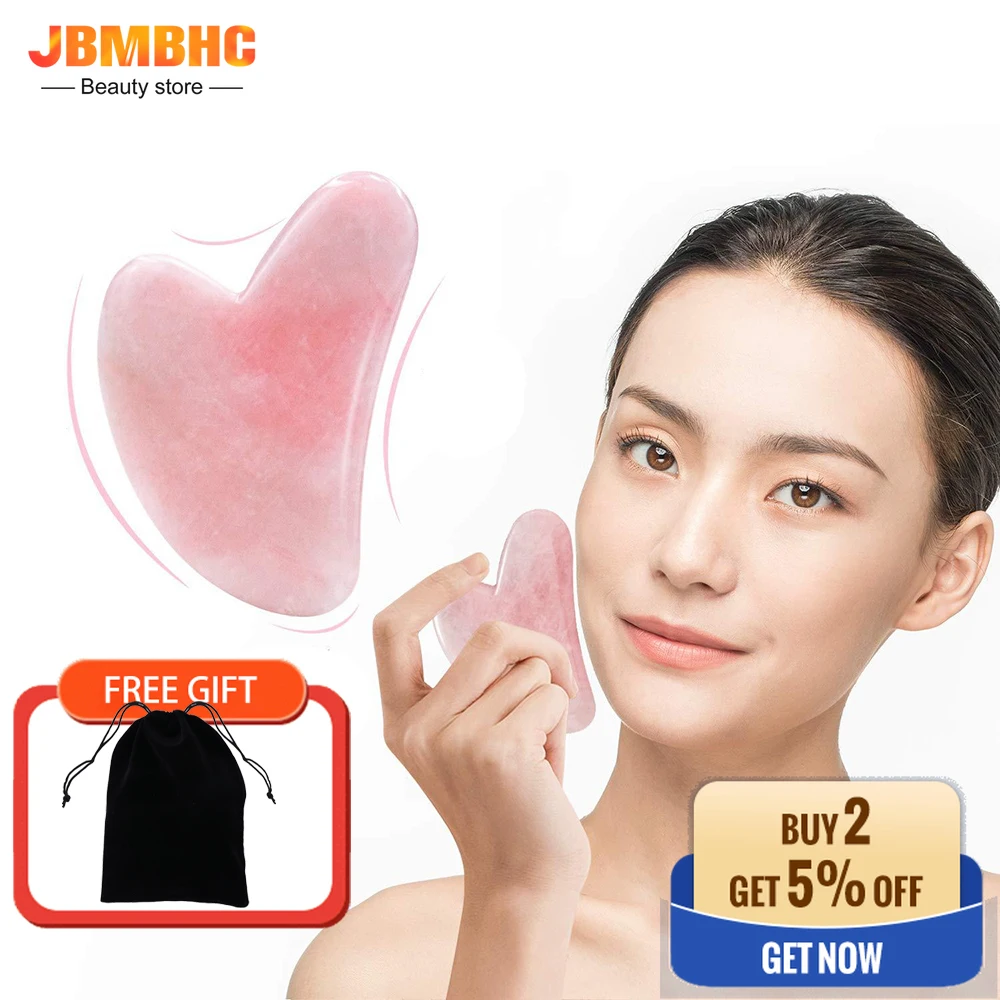 Natural Jade Gua Sha Scraper Board Massage Rose Quartz Jade Guasha Stone For Face Neck Skin Lifting Wrinkle Remover Beauty Care