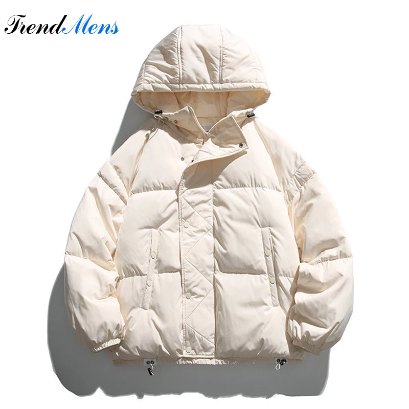 Outdoor Solid Color Hooded Down Jacket Men 2023 Winter Warm Casual Oversize Street Fashion Campus Couple Down Coat Unisex