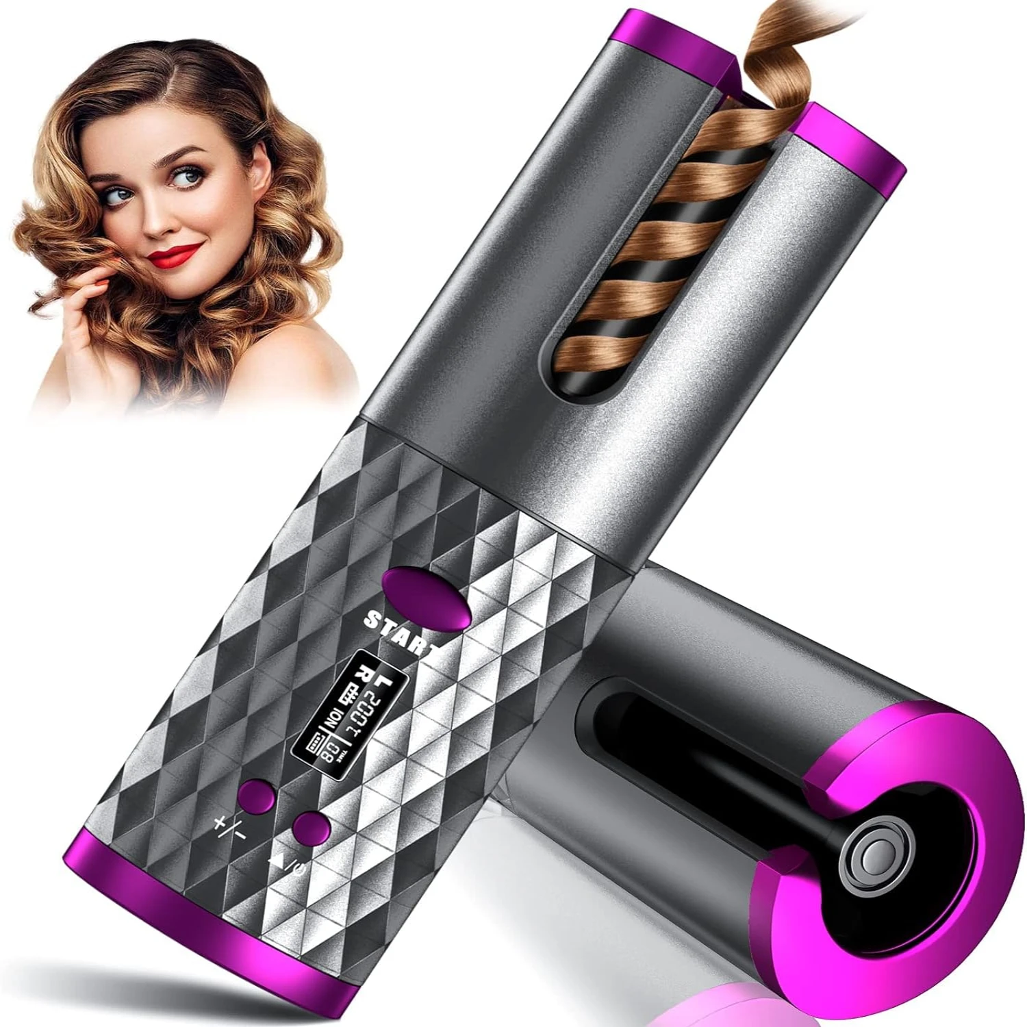 

Convenient, Travel-Friendly Hair Curling Iron - Portable, Rechargeable, Fast-Heating Wireless Curler with Automatic Rotation and