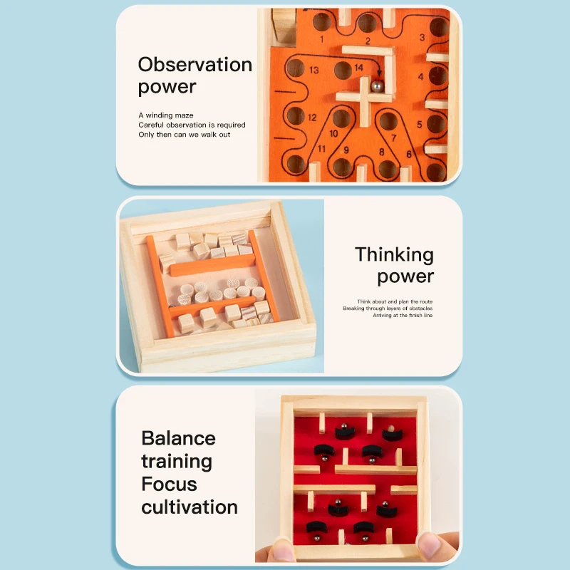 Kids Balance Rolling Ball Maze Board Montessori Sensory Toys Labyrinth Logical Thinking Challenge Game Educational Creative Toys - view 5