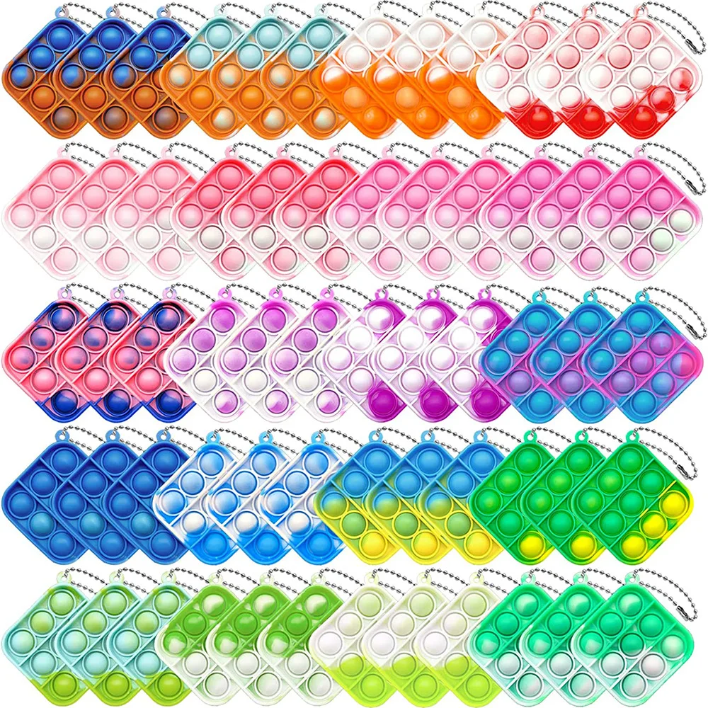 New Pop Keychain Toddler Sensory Stress Relief Relaxing Fidget Toys Bulk for Classroom Prizes Kids Birthday Office Adults Favors