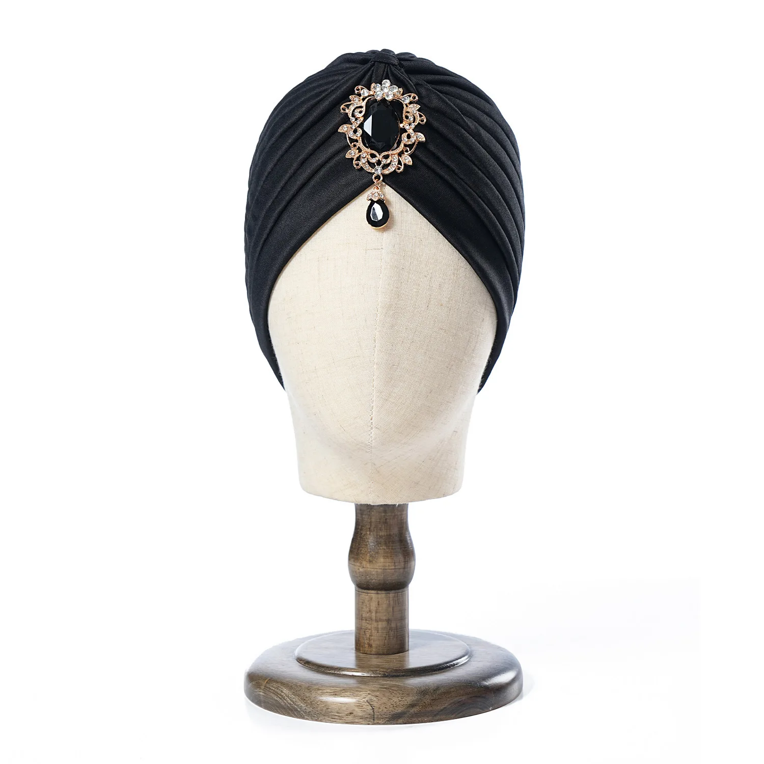 Muslimische Mode Frauen Elastische Legierung Bohrer Twist Knoten Hut Chemo Kappe Krebs Hut Islamischen Femme Kopftuch Indischen Hut Stirnband Turban – Detail 5