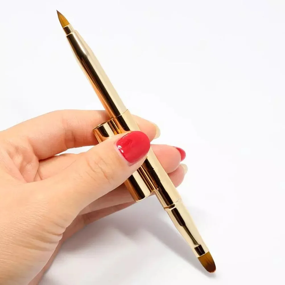 

Retractable Double-Ended Lip Brush Premium Portable Makeup Brush for Women Girls Golden Fine Bristles