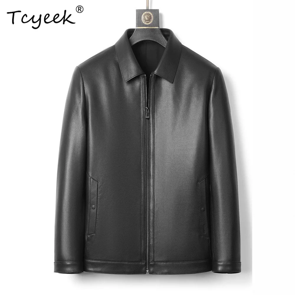 

Tcyeek Real Sheepskin Genuine Leather Jacket Men 2025 Spring Autumn Clothes Business Casual Mens Coat New in Coats Jaqueta Couro