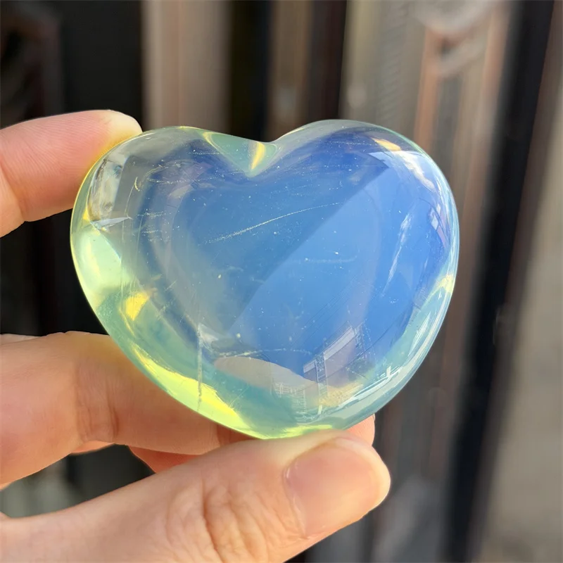 50-60mm Heart Shape Opalite Gemstone Crystal Reiki Healing Stone DIY Quartz For Making Mascot Jewelry Home Decor Love Gift