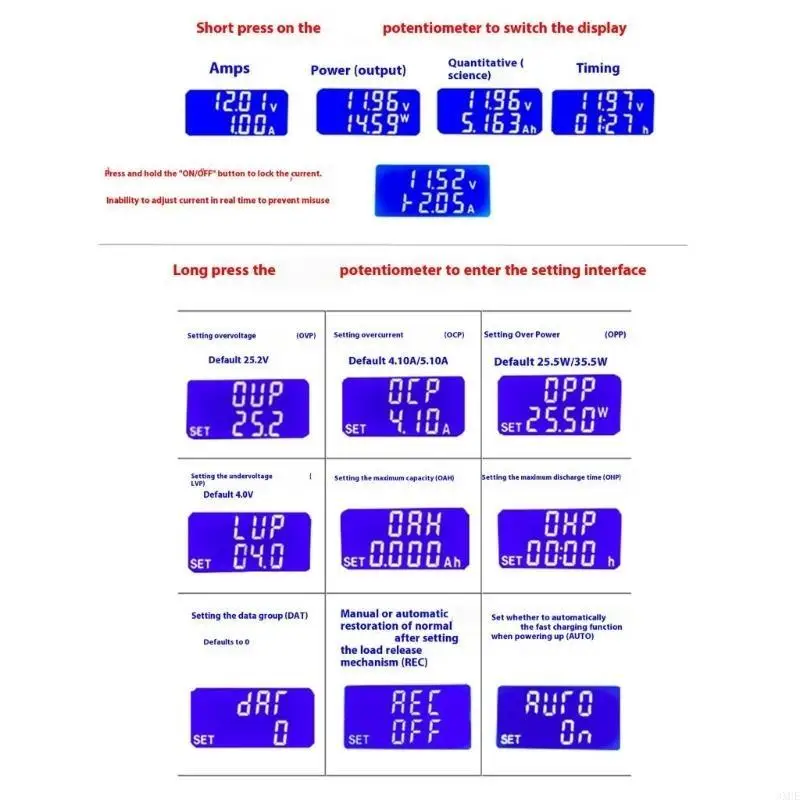 Electronic Load Devices Constant Current Electronic Load 25W 4A/ 35W 5A USB Charging Tester with LCD Display 3XUE