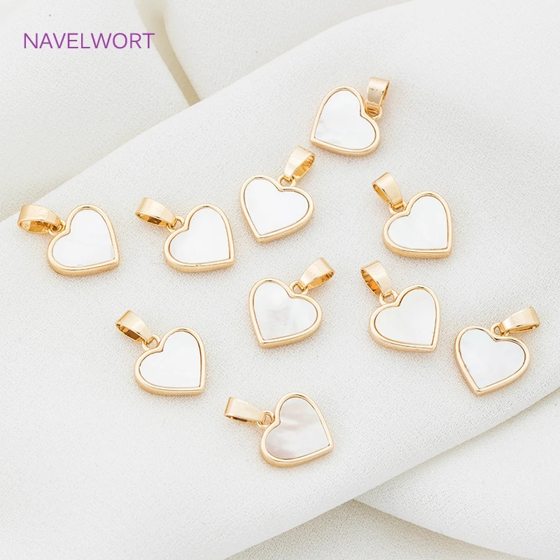 18K Gold Plated Brass Natural Shell Heart Pendants Charms For Jewelry Making Supplies,DIY Necklace Making Accessories Wholesale