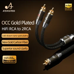 ATAUDIO HiFi RCA to 2RCA Audio Cable High Quality OCC Gold-plated RCA Male to 2RCA Male Jack Y Splitter Cable for Amplifier DAC