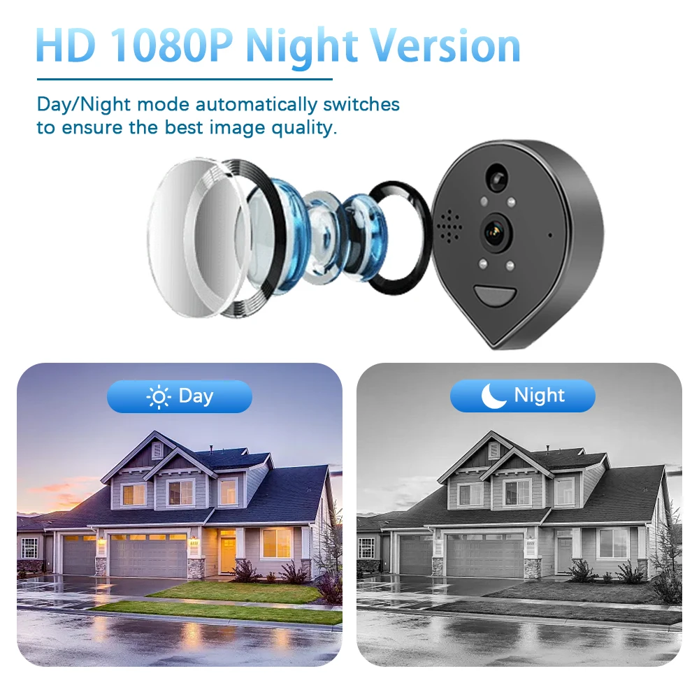 3MP Smart Life Tuya 1080P WiFi Door Bell Eye Peephole Camera 5000mAh Battery PIR Motion Detector IR Alexa Google Digital Viewer