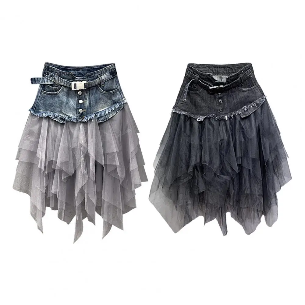 

Women's High-Waisted Irregular Net Yarn Skirt Summer New Gothic Style Casual Skirt Sexy And Attractive Y2k Clothes Harajuku