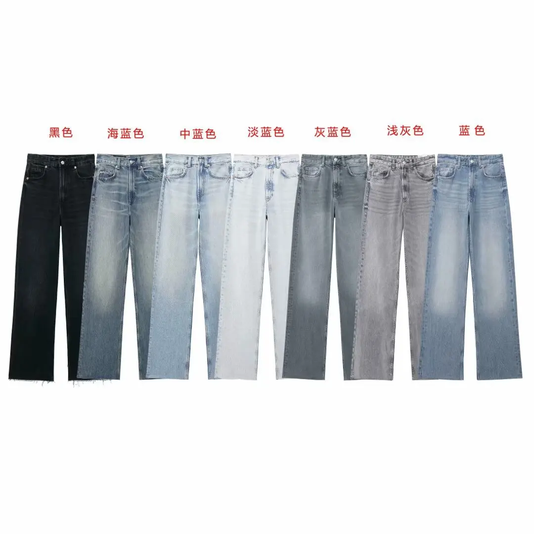 European and American style 2025 summer new women's clothing retro loose casual straight leg high waist wide leg jeans