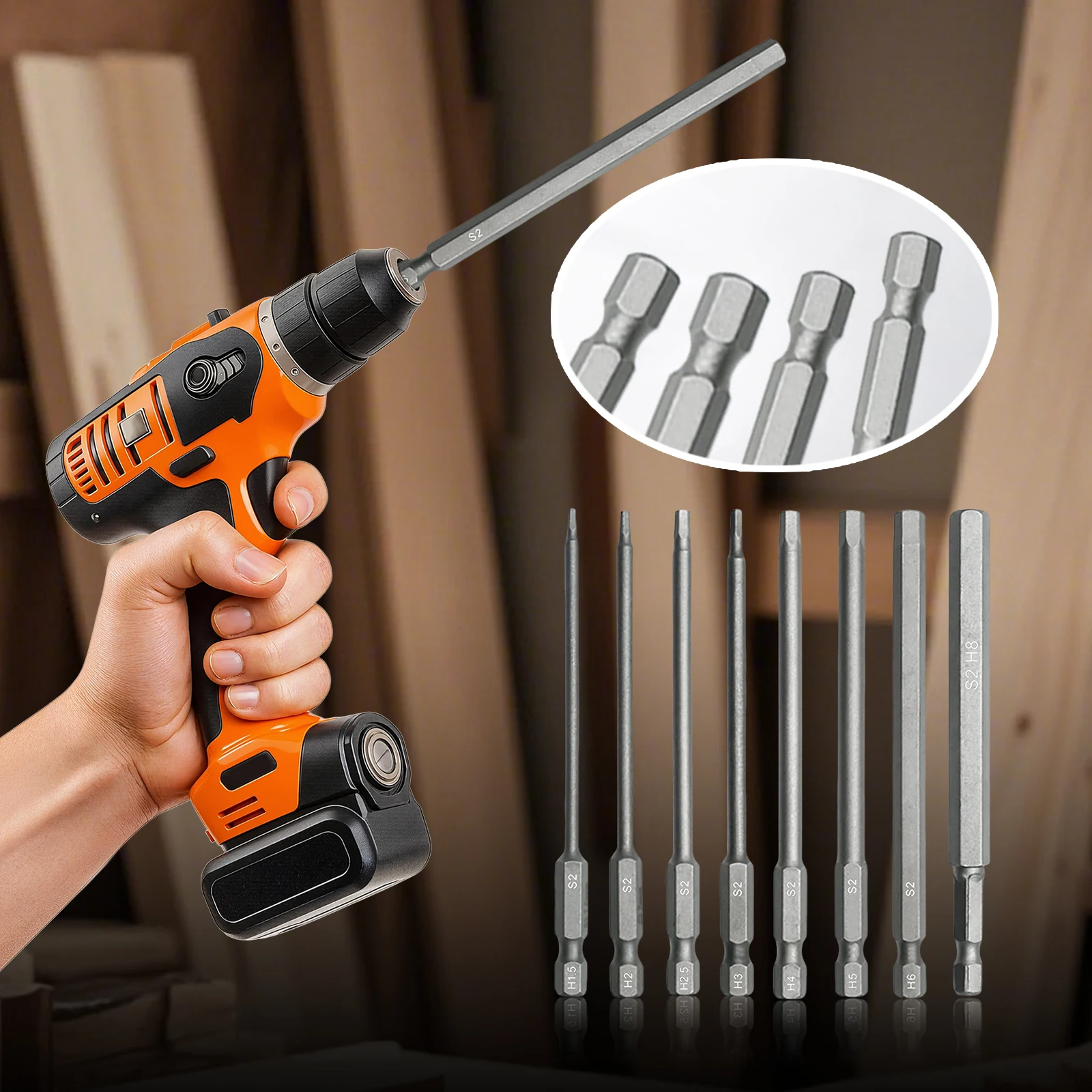 Long Torx Screwdriver Bit Set with 1/4 Inch Hex Shank S2 Steel Long Drill Bit Set for Power Screwdriver Drill Impact Driver
