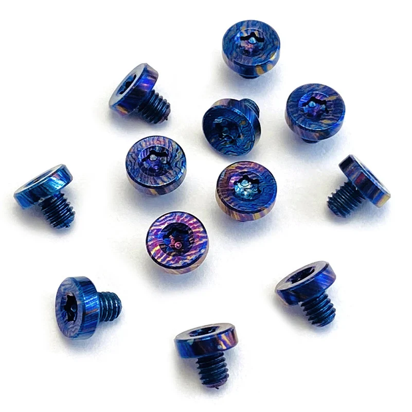 2 Sizes Titanium Material CNC Knife Timascus Damascus Pattern M2.5 Screws T8 Torx Button Head Spindle Nail Fastener DIY Parts