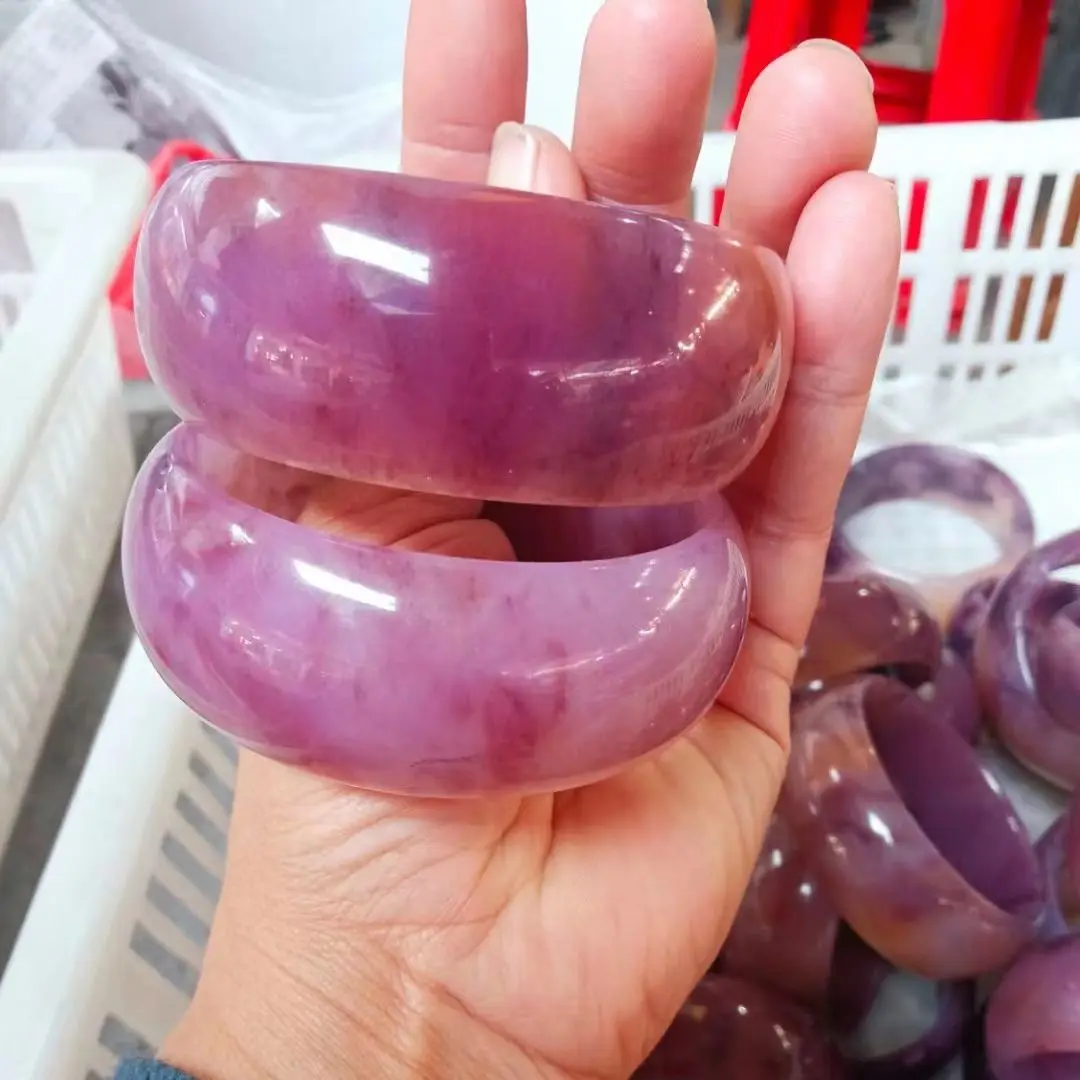 

Authentic Natural Violet Hand Carved widen Jade Bracelet Women's Bangle Real Jade Bangles Jewelry Accessories