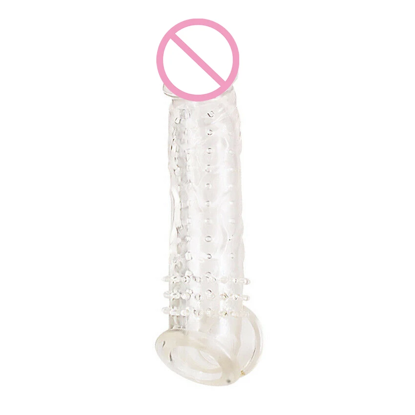 Realistic Dildo Penis Extension Sleeve Girth Enhancer Extender Delay Dick Condom