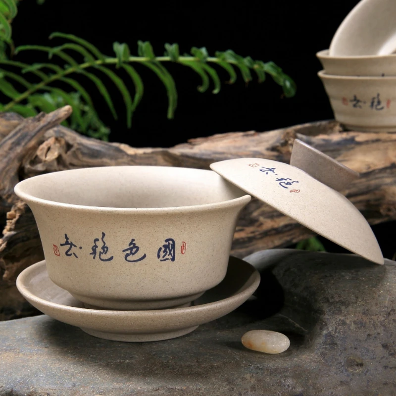 Kung Fu Tea Set Sancai Cover Bowl Clay Roast Creative Ceramics Gaiwan Tibetan Teaware Pottery Soup Tureen Puer Accessories