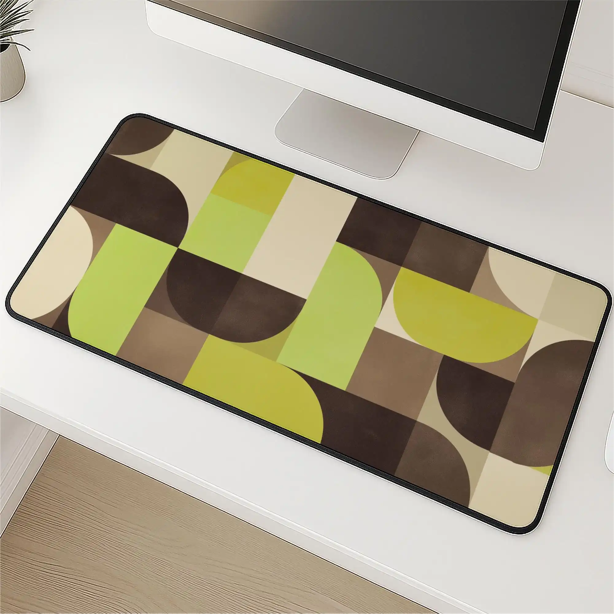 

Medieval Modern Style Olive Green Mousepad,modern Geometric Pattern Deskmat,office Accessory,gamer Gift,unique Workstation Decor