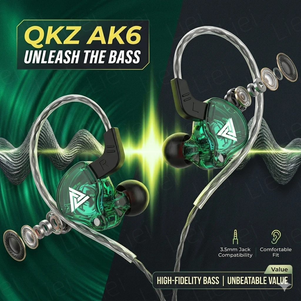 Fones de Ouvido AK6 para Jogos com Microfone, Conector Universal de 3,5mm, Fones de Ouvido HiFi para Corrida, Headset Estéreo com Bass